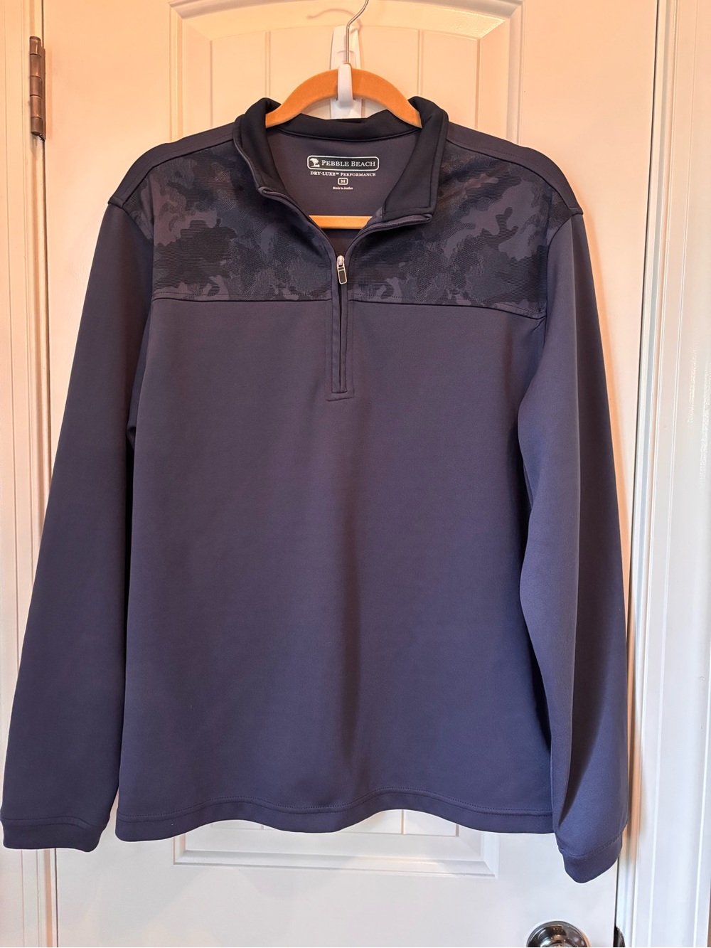 Pebble Beach Golf outdoors Navy Half-Zip pullover Jacket with Camo Men’s M